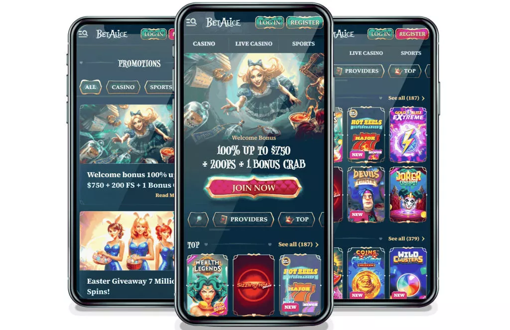 Screenshot dell'app BetAlice Casino
